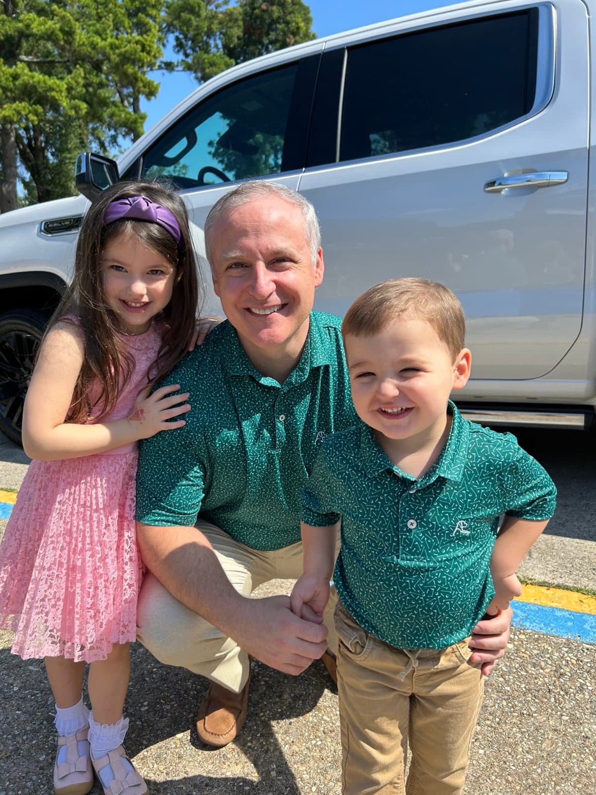 Adam Cossey with his children, Emilia and Thomas